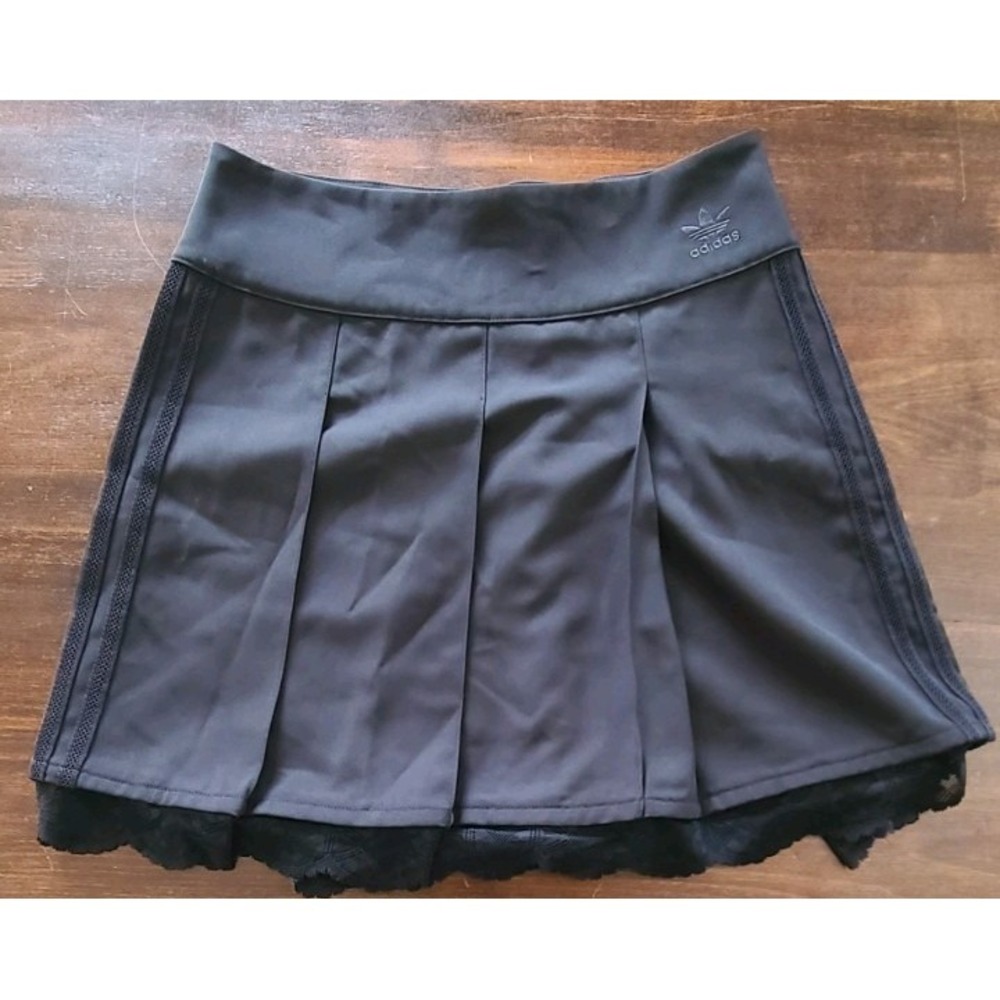 Adidas Originals Classic Tennis Skirt Pleated Lace Polyester Black 32